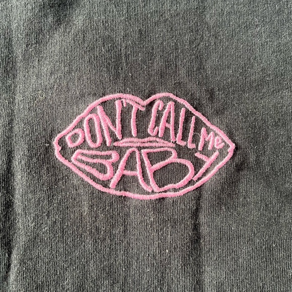 Brandy Melville Don't Call Me Baby Top in Black/Pink - Picture 5 of 7